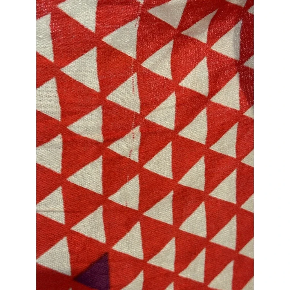 Shiraleah Chicago Tomato red & Cream Triangle  Pattern Rectangular Scarf  34
